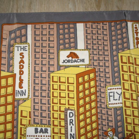 ❤️JORDACHE VINTAGE Nashville Country Disco Silk Scarf Bandana - Picture 7 of 7
